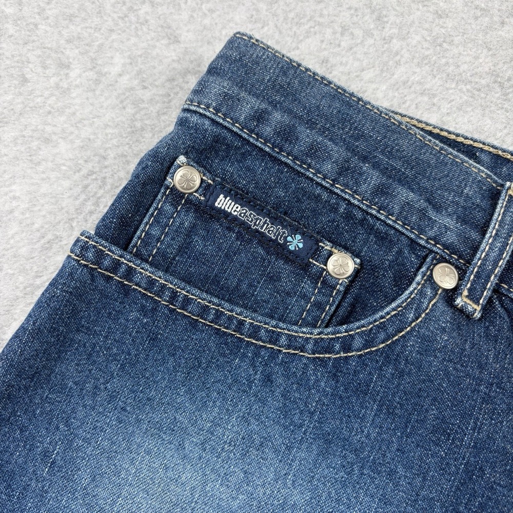 Blue Asphalt Shorts Womens 7 Dark Blue Denim‎ Low Rise Mini Y2K Beach Booty 2" - Picture 2 of 8